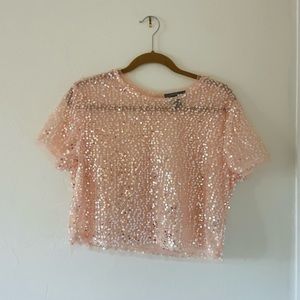 Forever 21 light pink sequins crop top